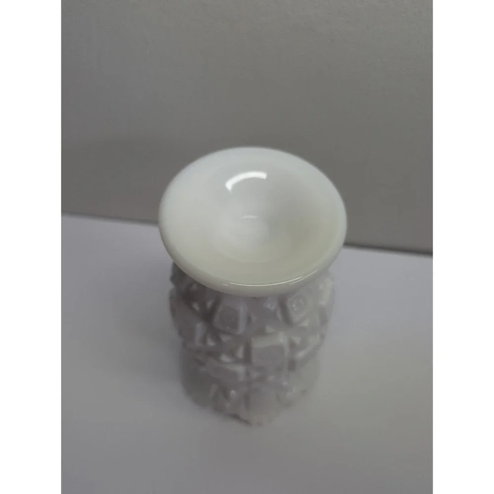 Vintage 6.5 In  Westmoreland Old Quilt Pattern Milk Glass White Pedestal Vase